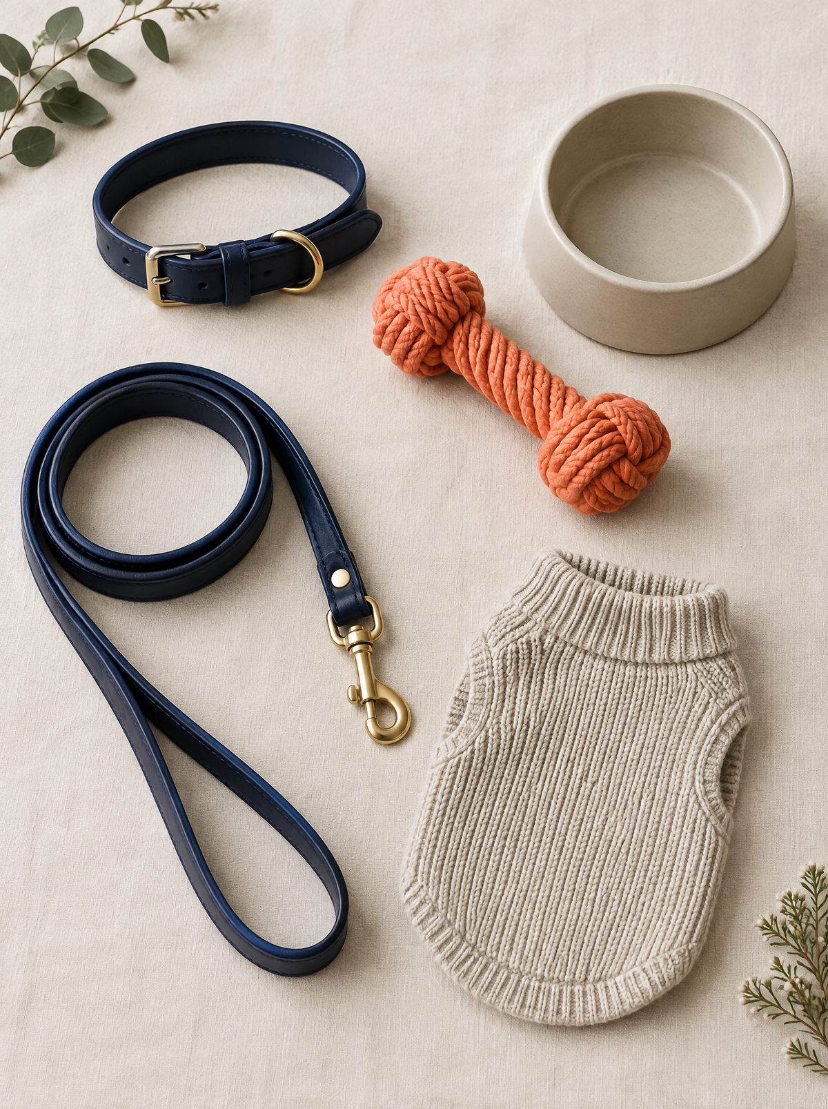 Accessoires pour animaux : collier, laisse, jouet et gamelle