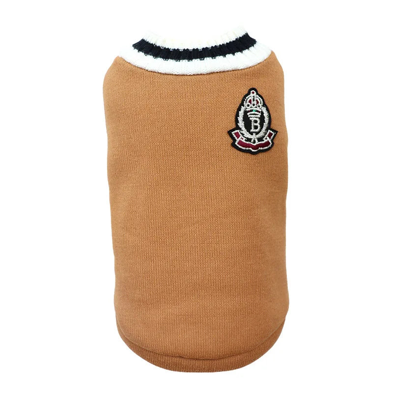 Pull Col V à Écusson pour Chat et Petit Chien – Style College
