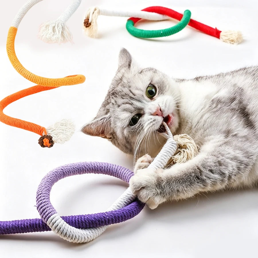 Corde à Mâcher pour Chat en Coton – Jouet Dentaire 70 cm