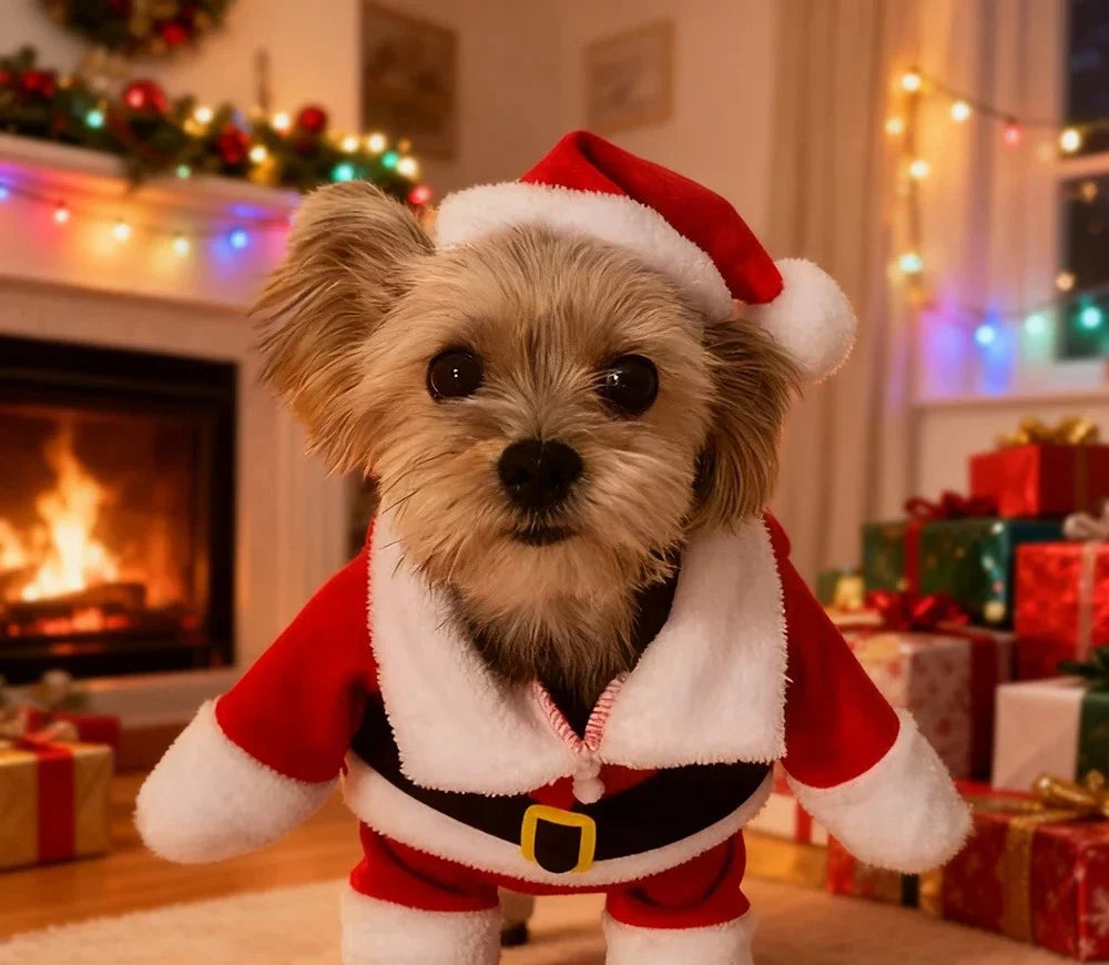 Déguisement Père Noël pour chien, vue de face