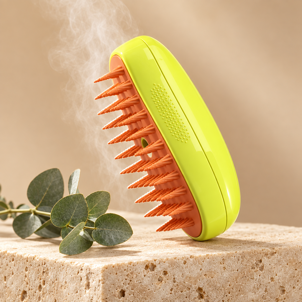 Brosse vapeur jaune à picots en silicone