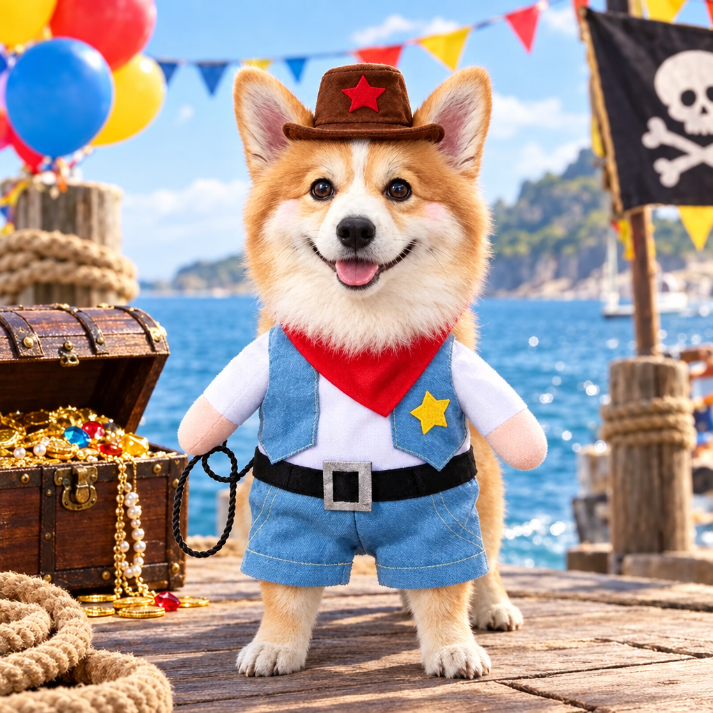 Chien en déguisement de cowboy