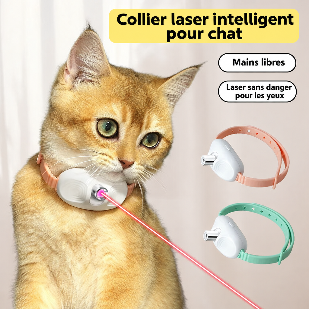 Collier laser intelligent pour chat, mains libres