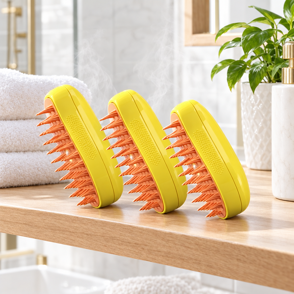Lot de 3 brosses vapeur jaunes